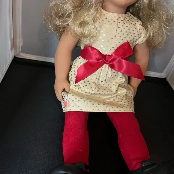 Our Generation Christmas Blonde Doll with Red Bow Dress - Picture 3 of 4